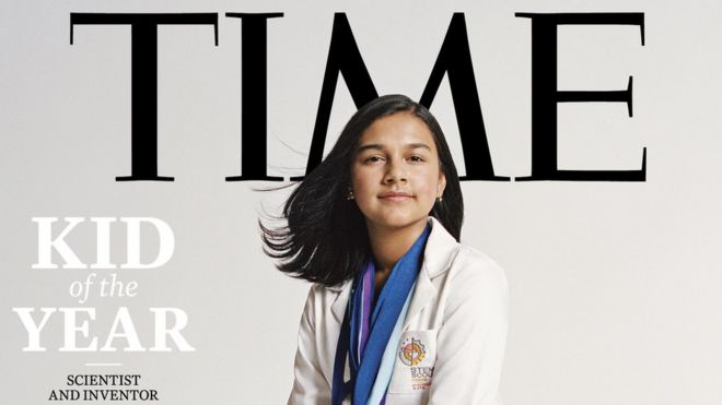 Scientist and inventor Gitanjali Rao on the Time magazine cover as "kid of the year"