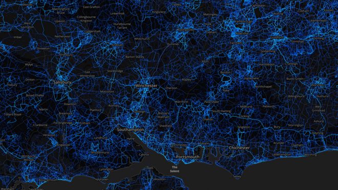 Хэмпшир - бегущие маршруты (от пользователей Strava 2015)