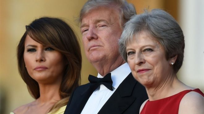President Trump and the first lady, with Prime MInister Theresa May