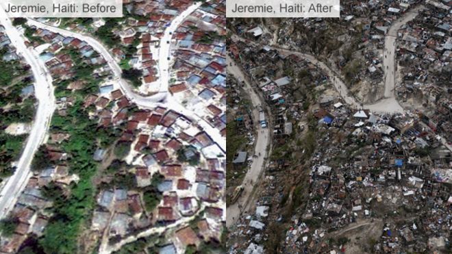 Ущерб, причиненный ураганом Мэтью в Джереми, Гаити