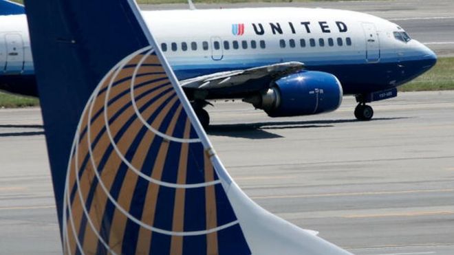 A United Airlines plane on the tarmac