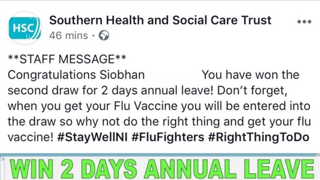 Facebook сообщение Южного фонда здравоохранения и социального обеспечения