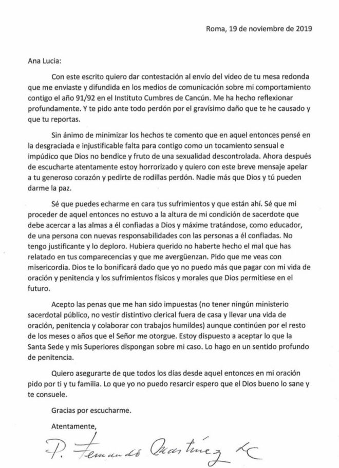 Carta de Fernando Martínez