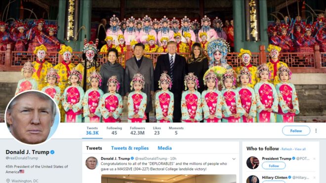 Screenshot of Trump's Twitter account