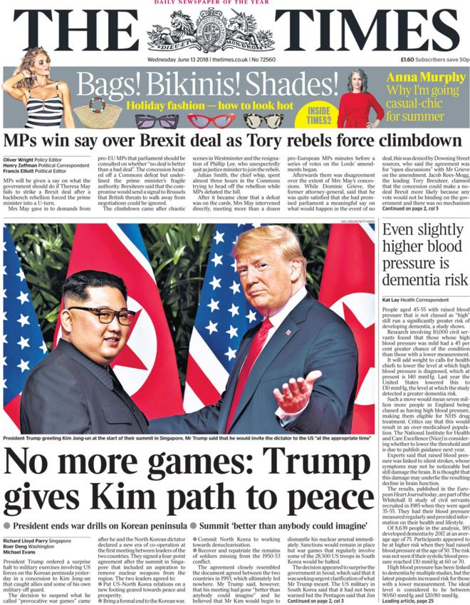 the Times front page