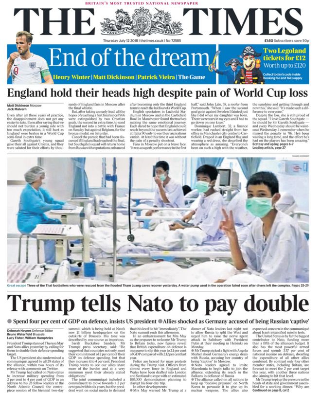 The Times front page