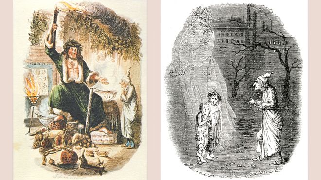 «Второй из трех духов» или «третий посетитель Скруджа»; и «Невежество и желание»; - Джон Лич, из рождественской песни