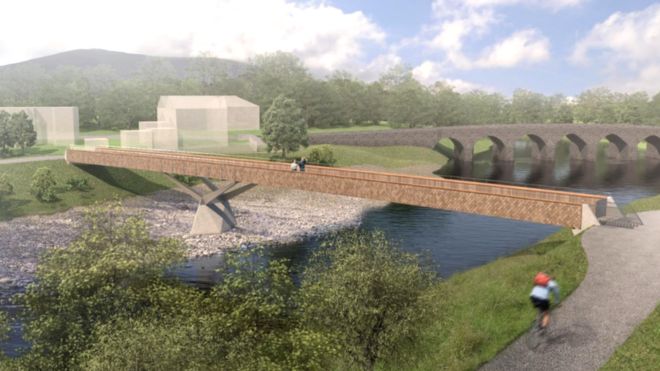 Предлагается новый пешеходный мост через реку Уск на Абергавенном