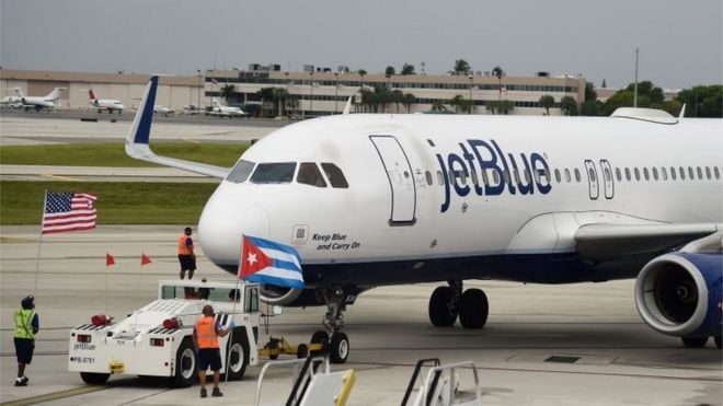 Рейс JetBlue 386 вылетает на Кубу 31 августа 2016 года из Форт-Лодердейл, штат Флорида.