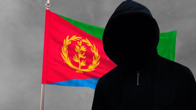 Графика загадочного человека перед эритрейским флагом
