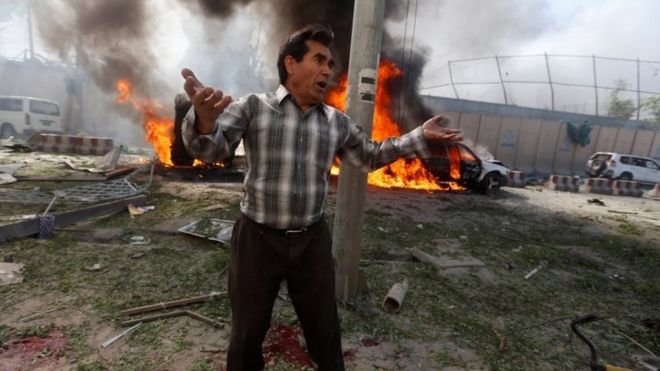 Afghan man at blast site