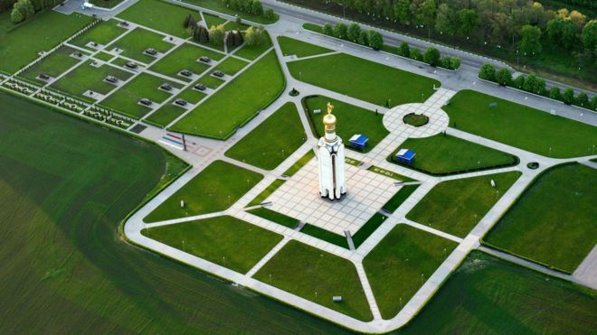 Vista aérea del memorial de Prokhorovka