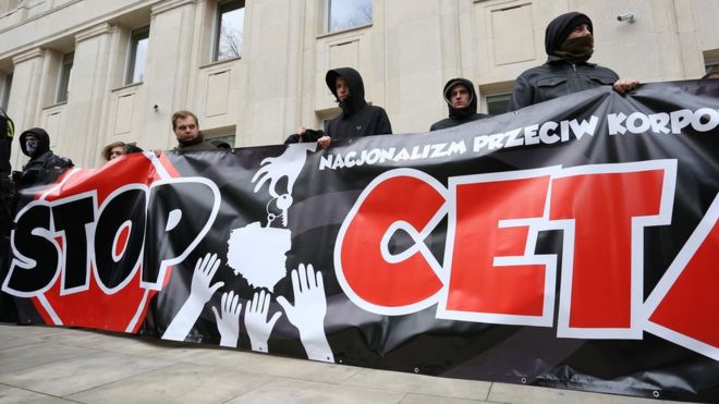 Протестующие против CETA