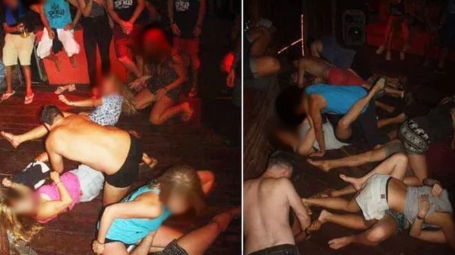 Полиция раздаточный изображение людей, кажущихся имитировать половые акты на вечеринке [[
