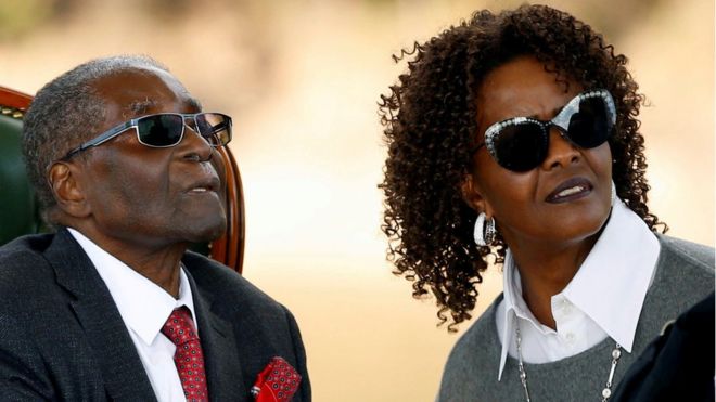 Zimbabwe's former president Robert Mugabe and his wife Grace in Harare, Zimbabwe, July 29, 2018