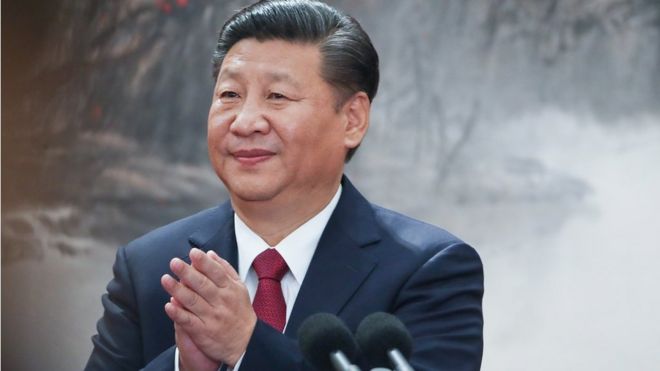 Chinese President Xi Jinping speaks at the podium during the unveiling of the Communist Party"s new Politburo Standing Committee at the Great Hall of the People on October 25, 2017 in Beijing, China. China"s ruling Communist Party today revealed the new Politburo Standing Committee after its 19th congress. (Photo by Lintao Zhang/Getty Images)