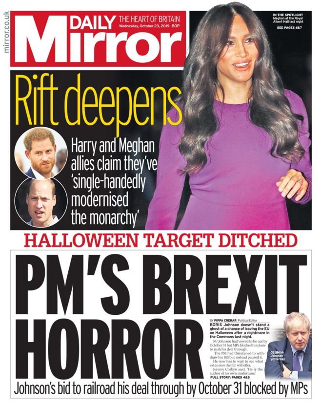 Daily Mirror front page