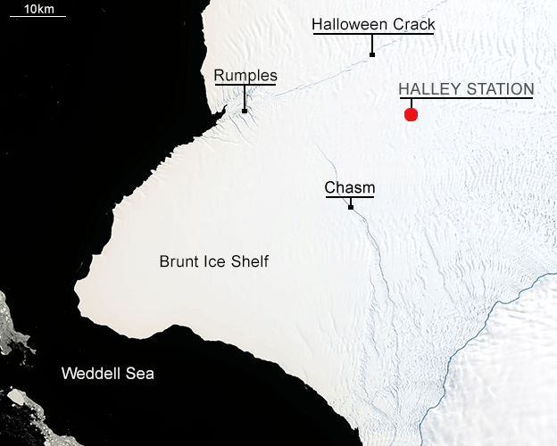 Карта шельфового ледника Брант