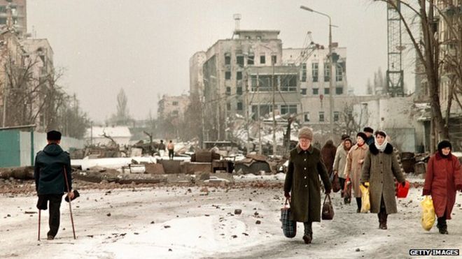 Столица Чечни Грозный в руинах 1996 года