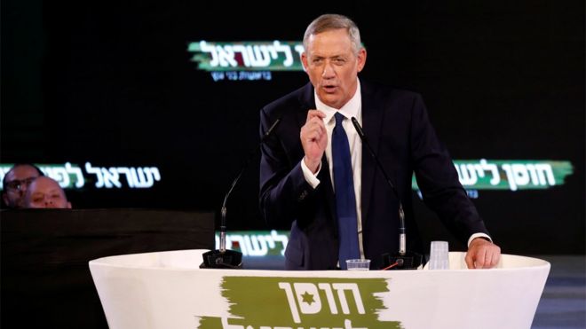 Бенни Ганц произносит свою первую политическую речь в Тель-Авиве, Израиль (29 января 2019 года)