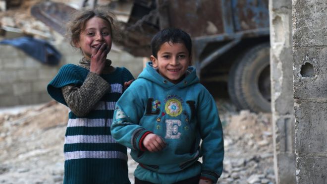 Сирийские дети в Восточной Гуте на окраине сирийской столицы Дамаска