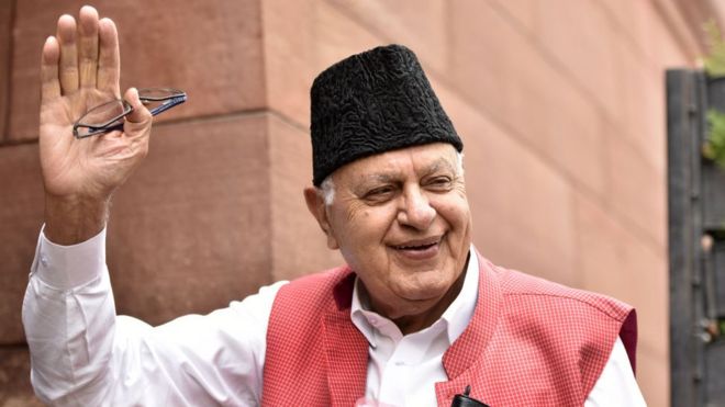 National Conference president and MP Farooq Abdullah arrives to attend the Budget Session at Parliament House on July 15, 2019 in New Delhi, India.