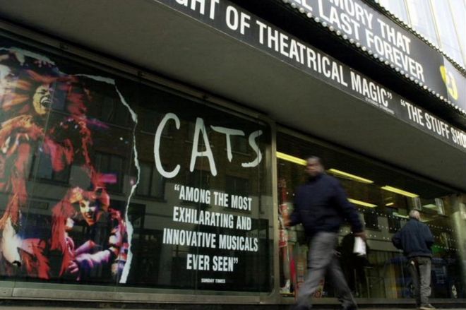 Рекламный щит о кошках в Нью-лондонском театре