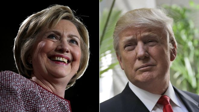 US presidential hopefuls Hillary Clinton and Donald Trump
