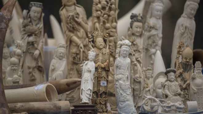 Статуи из слоновой кости, которые собираются уничтожить в Китае (изображение в файле)