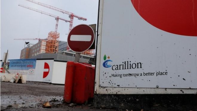 Знак Carillion на строительной площадке