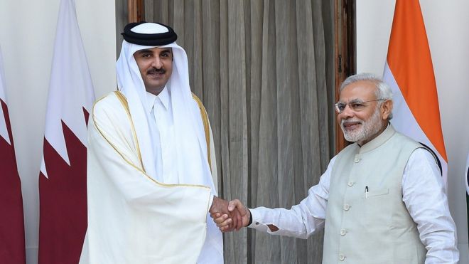 क़तर के अमीर और पीएम मोदी की मुलाक़ात