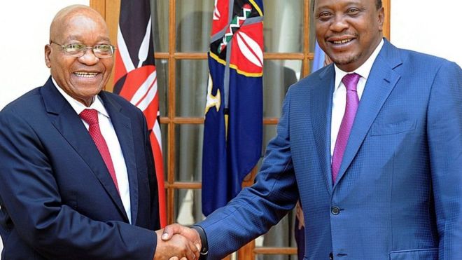 Madaxweyne Zuma ayaa la kulmay dhiggiisa Kenya Uhuru Kenyatta oo eedihii ICC-du u haysatay ay ku wayday.