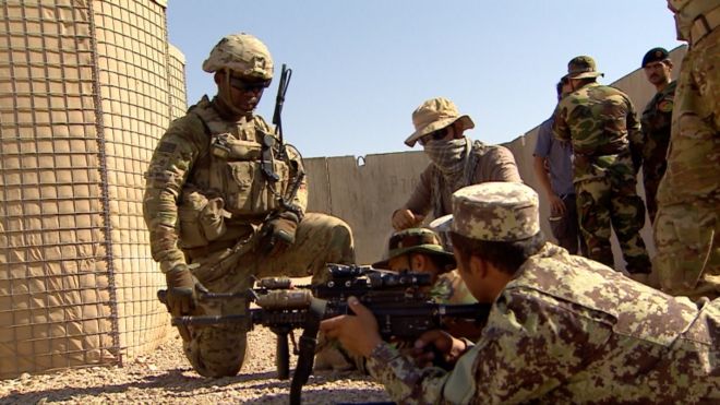 US troops training the Afghan Army 215th Corp in Helmand, July 2016