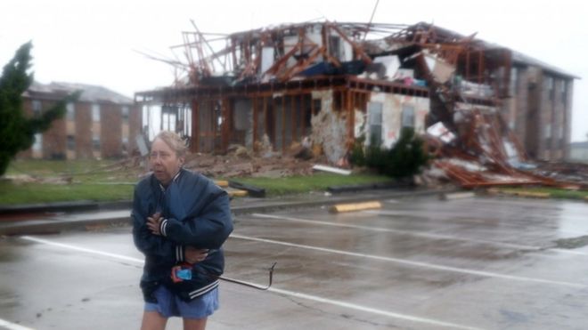Una casa destruida en Rockpoint, Texas.