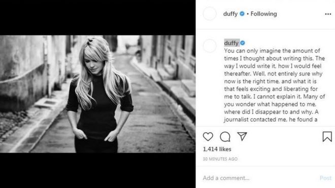 Сообщение Даффи в Instagram