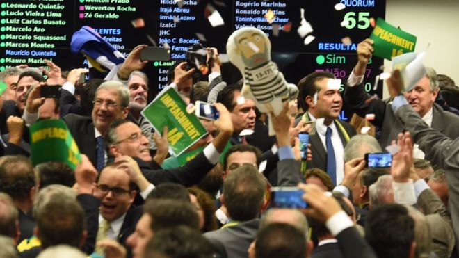 Комитет Конгресса голосует в Бразилиа. 11 апреля 2016