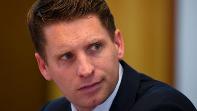 Andrew Hastie reacts during a hearing of the Parliamentary Joint Committee on Intelligence and Security at Parliament House in Canberra, 31 July, 2019.