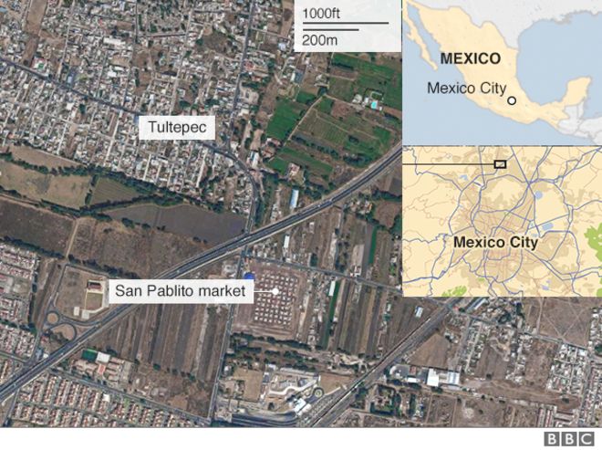 Карта места взрыва в Мехико