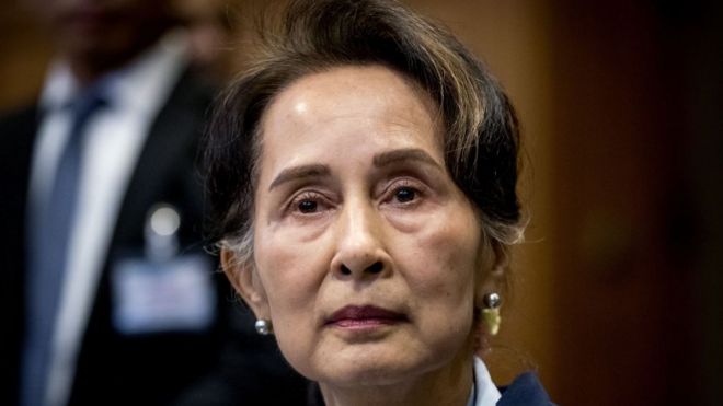 Aung San Suu Kyi at The Hague in 2019