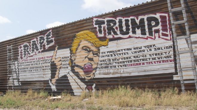 Анти-козырная фреска на мексиканской стороне границы