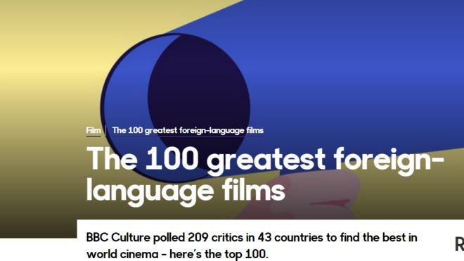 BBC CULTURE'S 100 GREATEST FORIEGN FILM LIST