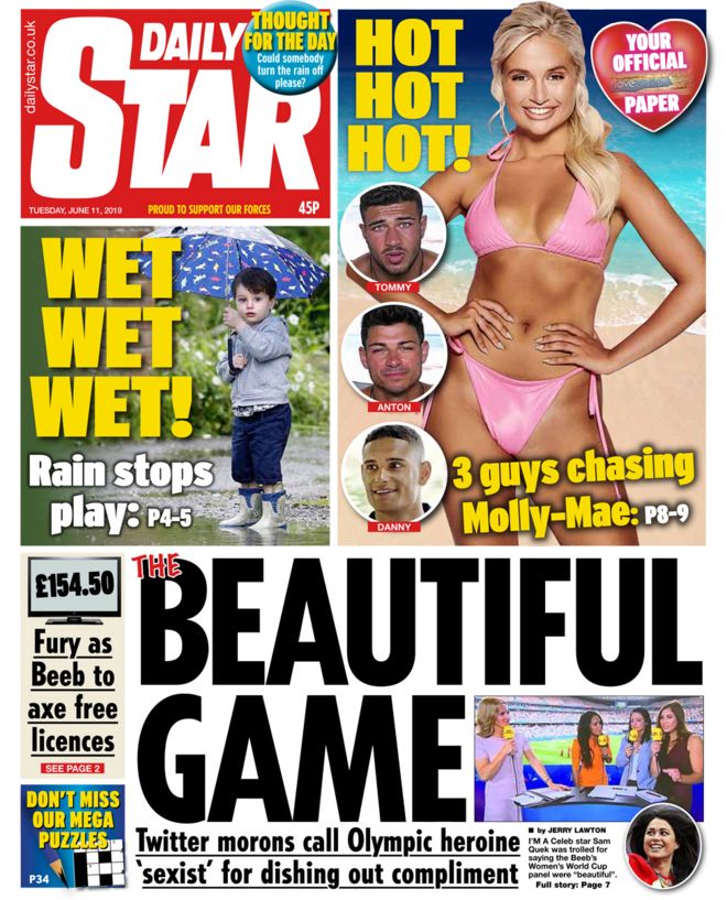 Front page of the Daily Star