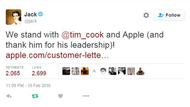 Джек Дорси сказал, что он поддержал Тима Кука в его отказе расшифровать iPhone