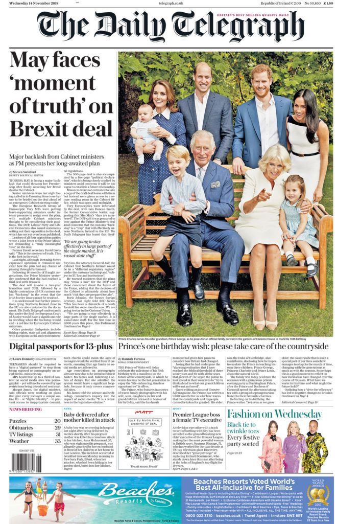 Daily Telegraph front page