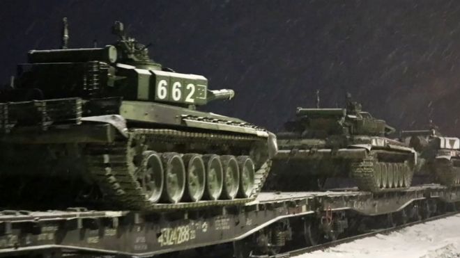 российские танки на платформах