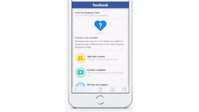 Facebook сообщение о риске самоубийства