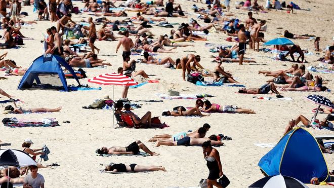 Люди наслаждаются пляжем в Сиднее