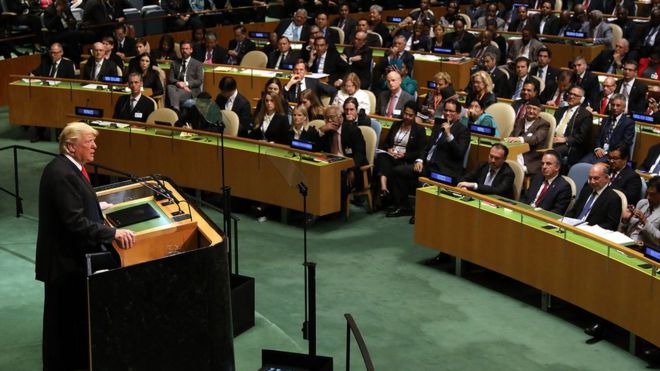 Tổng thống Donald Trump phát biểu tại phiên họp thứ 73 của Đại hội đồng Liên Hiệp Quốc ở New York hôm 25/9.