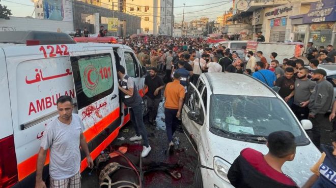 aftermath of blast outside Shifa