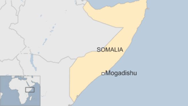 Map of Somalia showing Mogadhisu
